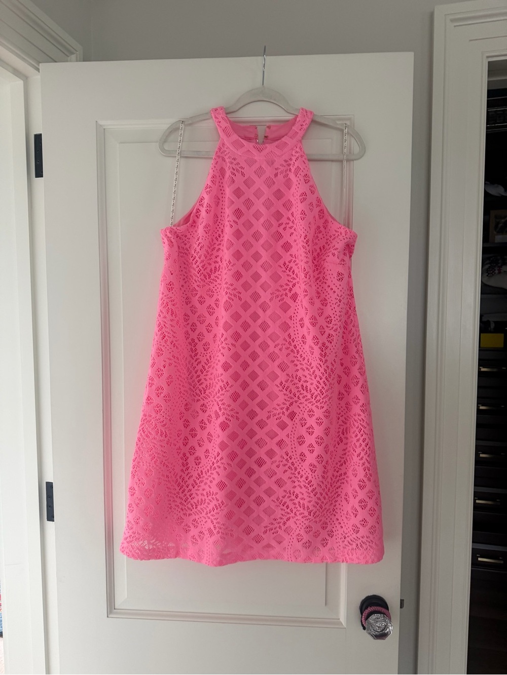 Ladies Lilly  Pulitzer bright  Pink Lace A-Line Dress